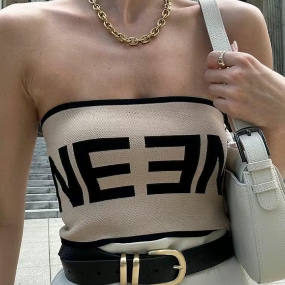 Tops - Brown and Black Tube Top